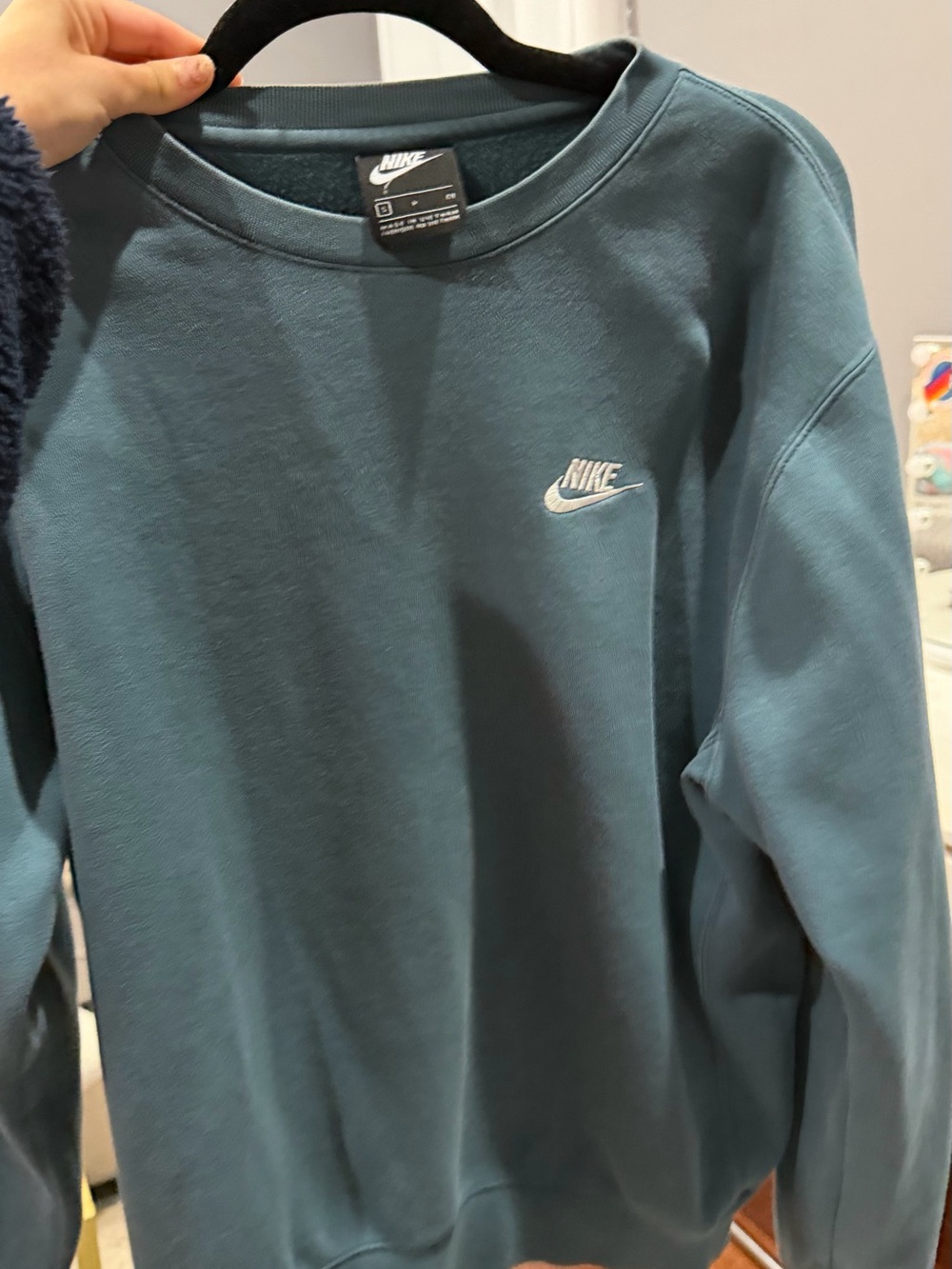 Nike Teal-Green Crewneck Sweatshirt with Small White Swoosh